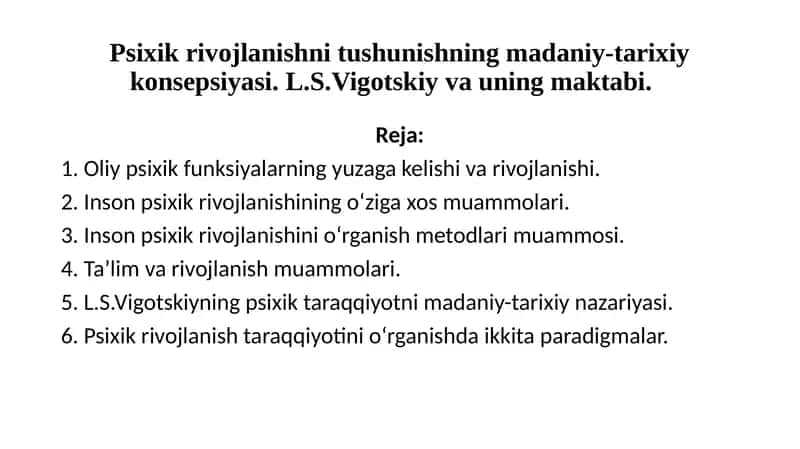 Psixik rivojlanishi 1