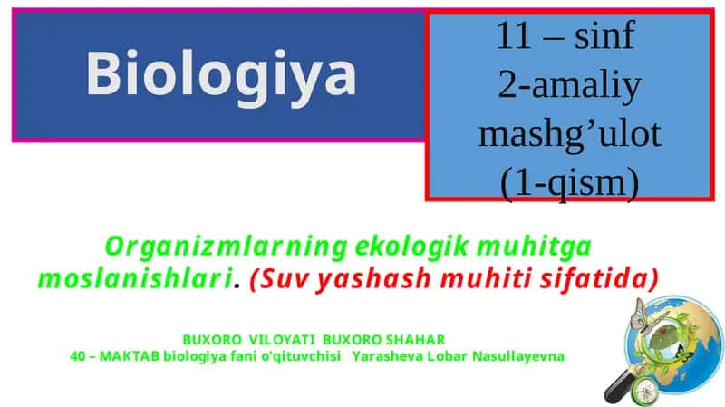 11 – sinf biologiya amaliy mashg’ulot 1