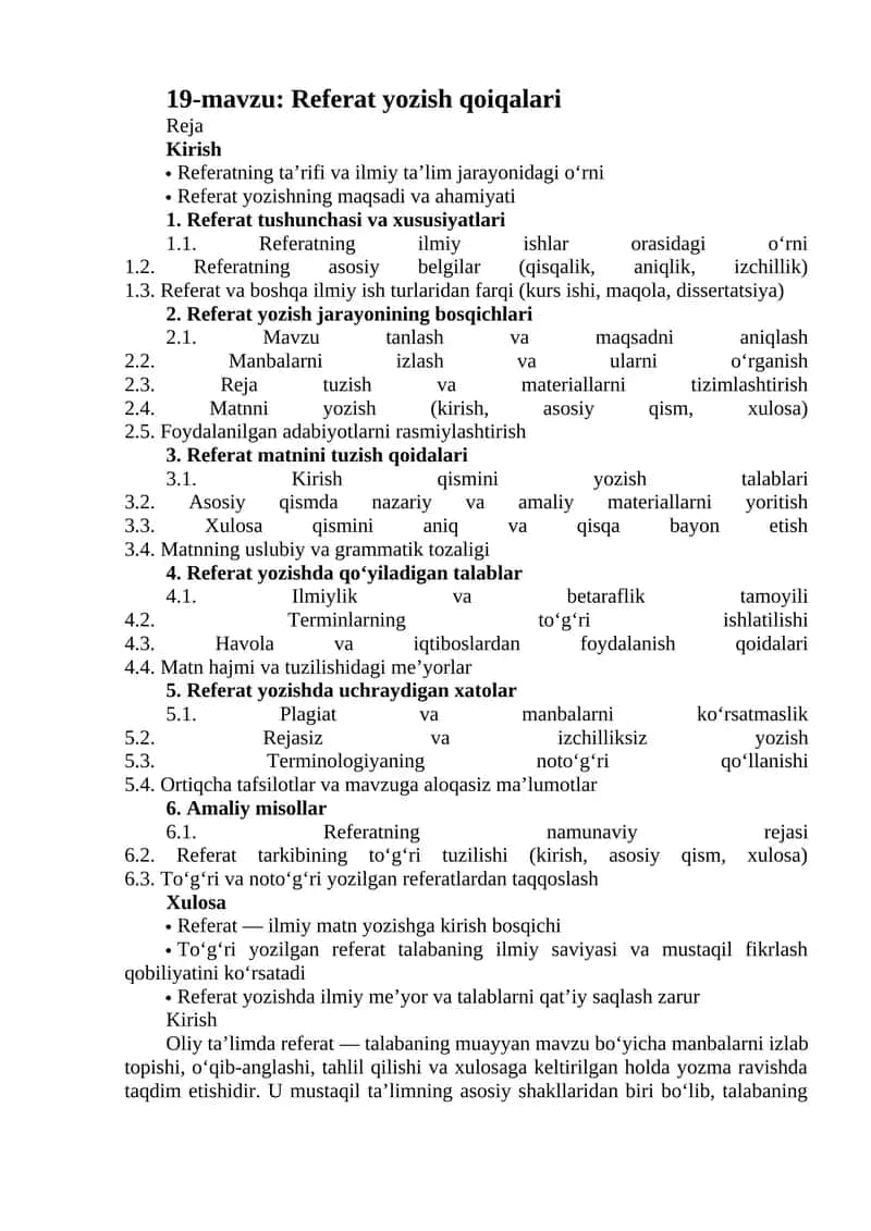 Referat yozish qoiqalari 1