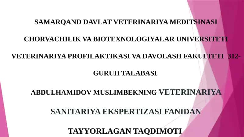 VETERINARIYA EKSPERTIZASI MAVZUSI 1