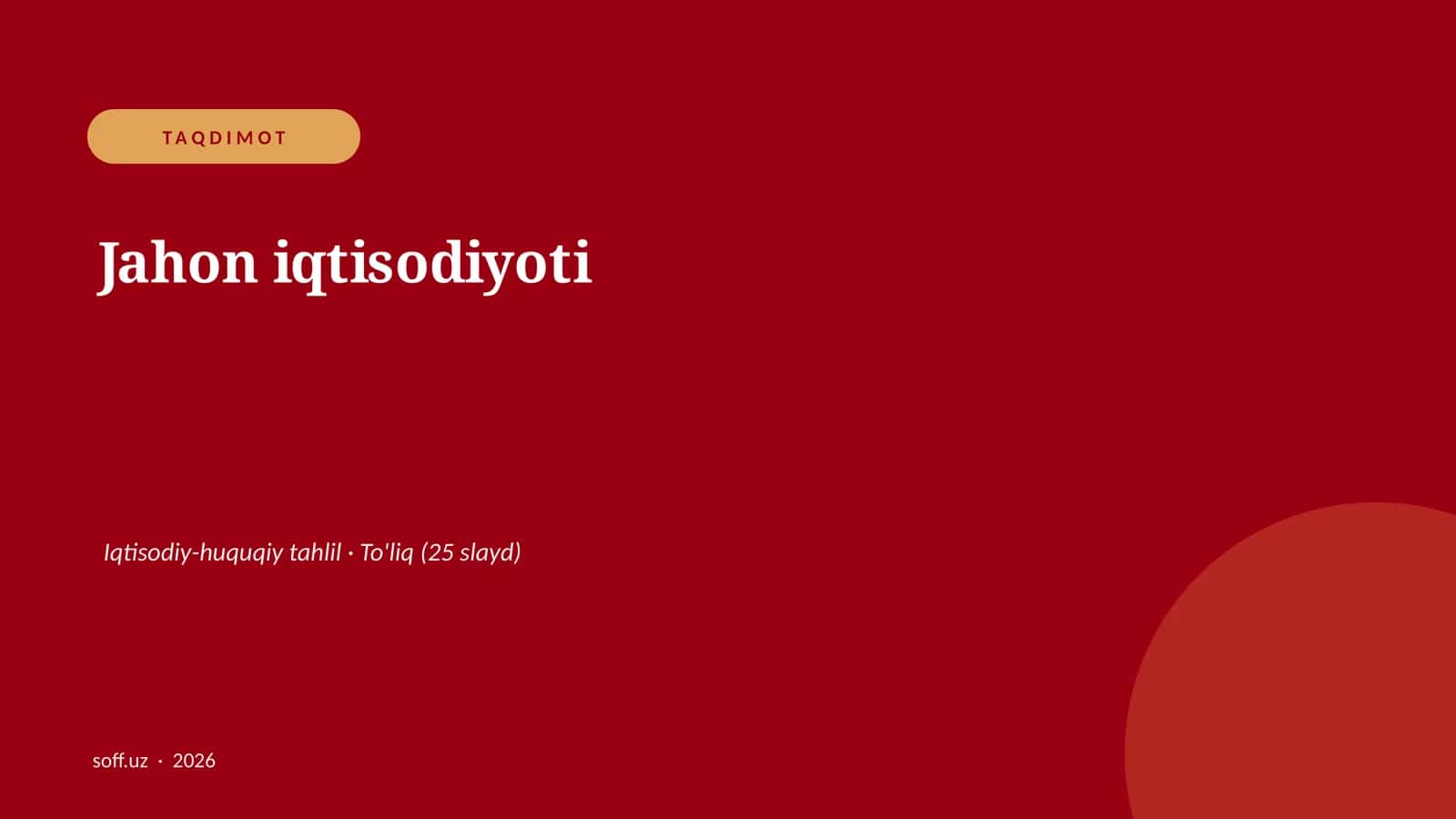 Jahon iqtisodiyoti 1