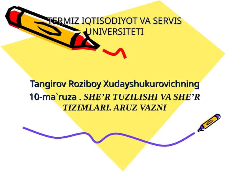 SHE’R TUZILISHI VA SHE’R TIZIMLARI 1