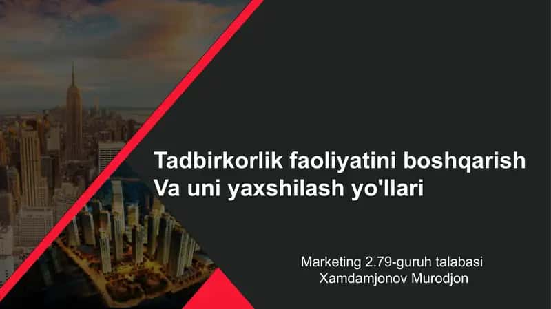 Tadbirkorlik faoliyatini boshqarish 1
