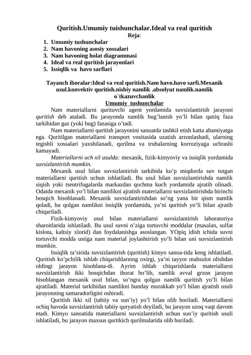 Namlikni Quritish 1