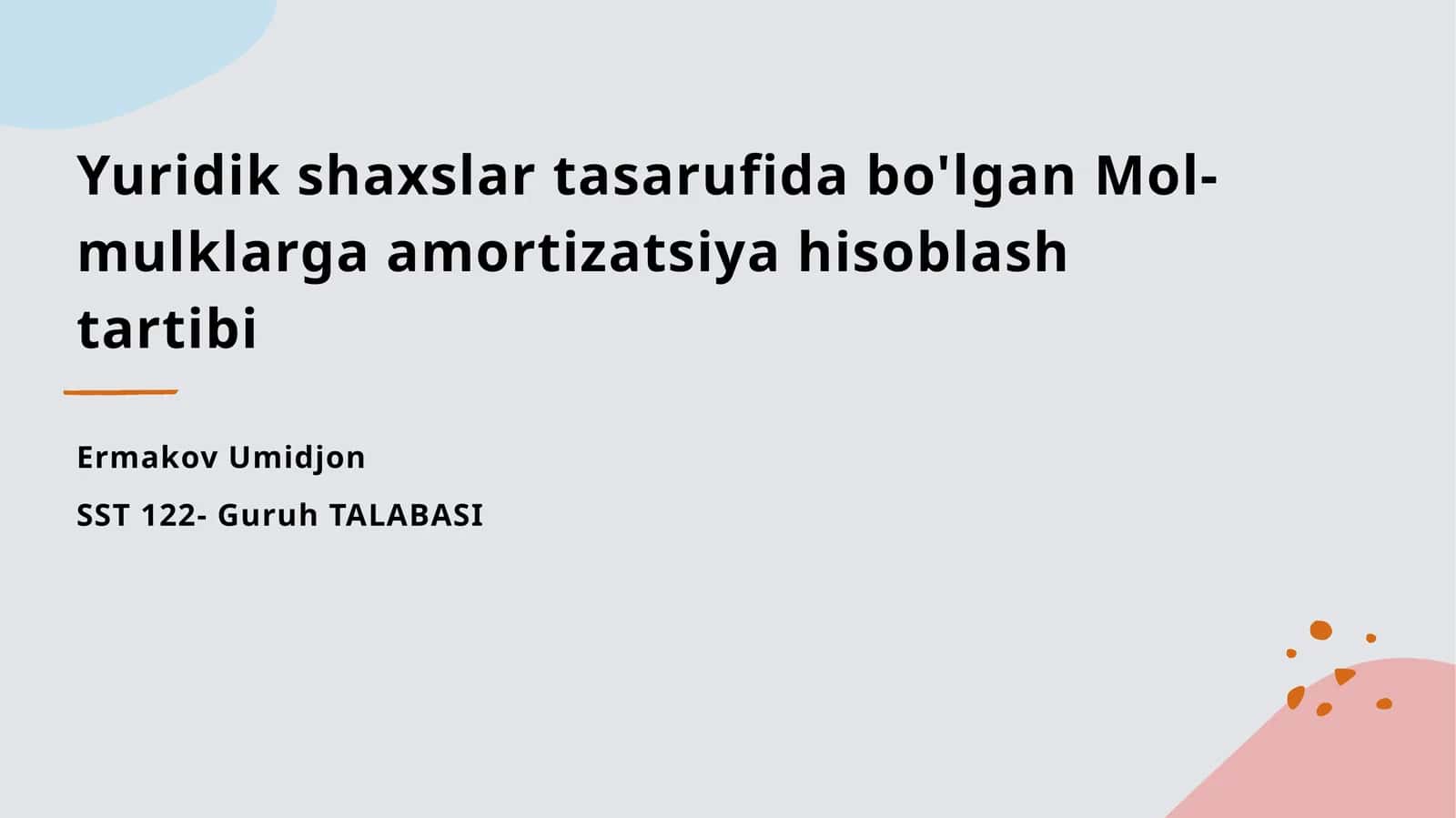 Mol-mulklarga amortizatsiya hisoblash tartibi 1