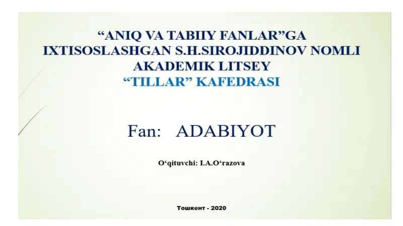 ALISHER NAWOIY LIRIKASI 1