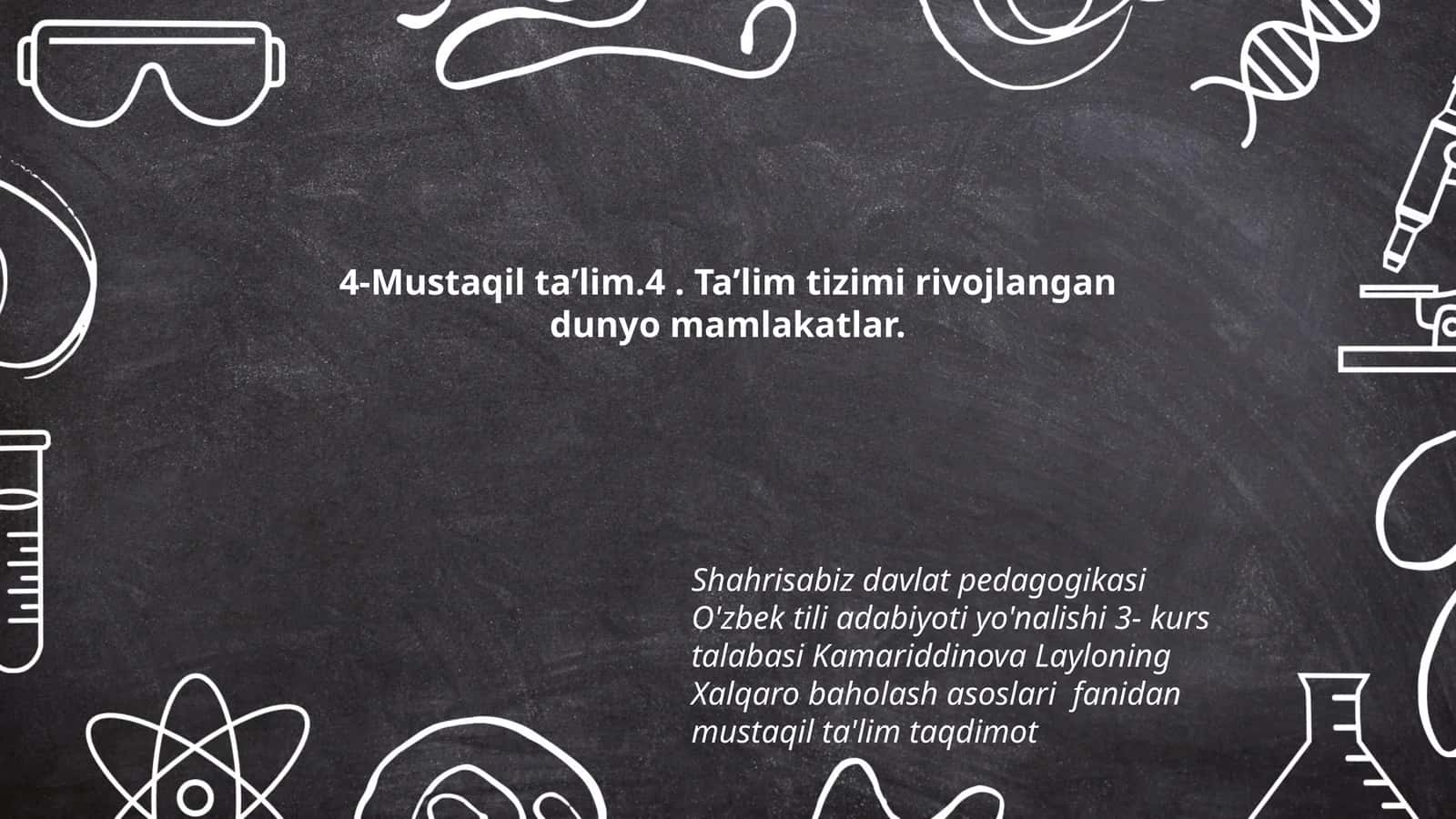 Xalqaro Baholash Asoslari fanidan Mustaqil Ta'lim 1