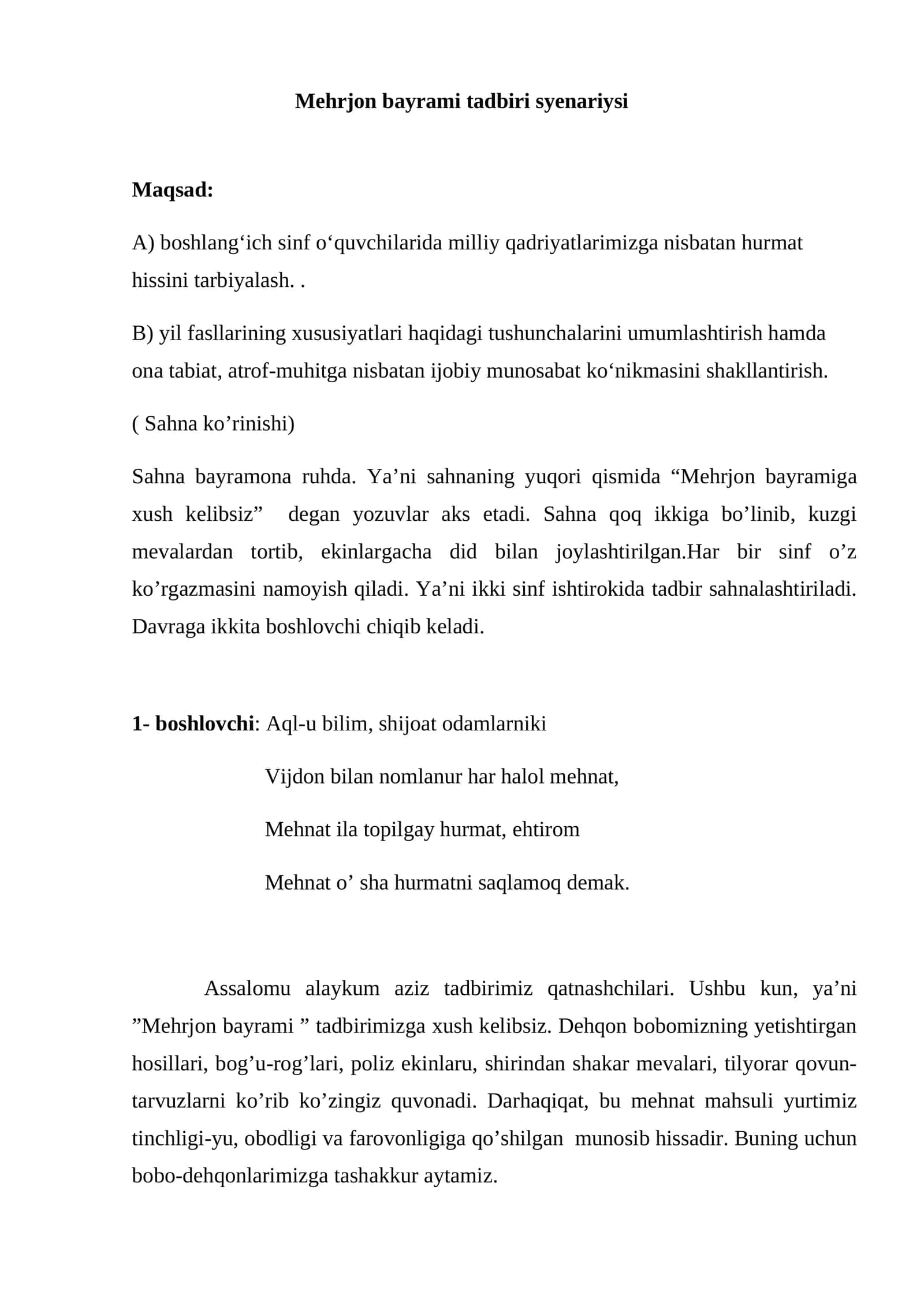 Mehrjon bayrami tadbiri syenariysi 1