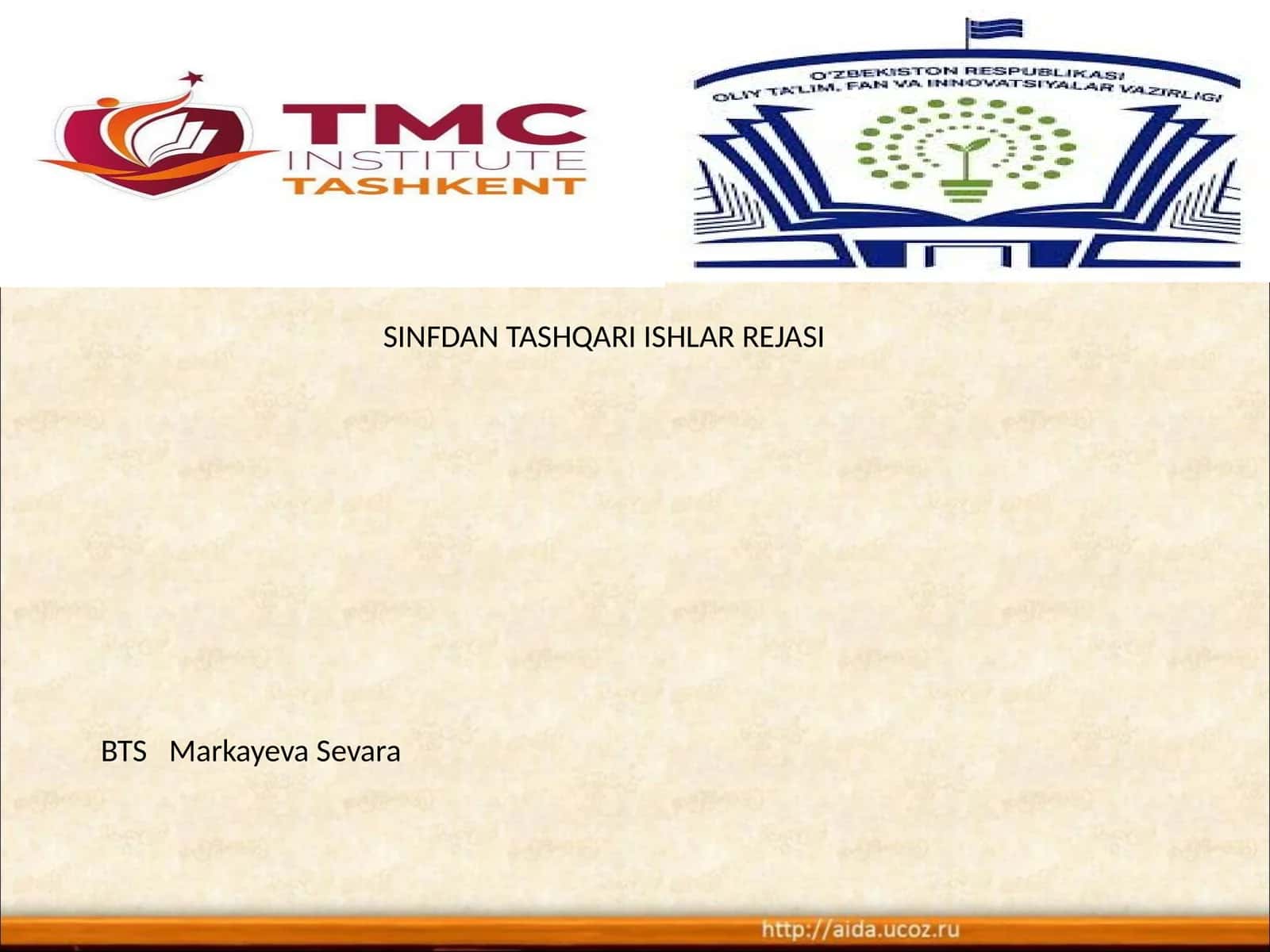 SINFDAN TASHQARI ISHLAR REJASI 1