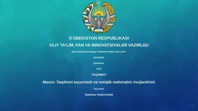 Taqdimot tayyorlash va notiqlik mahoratini rivojlantirish 1