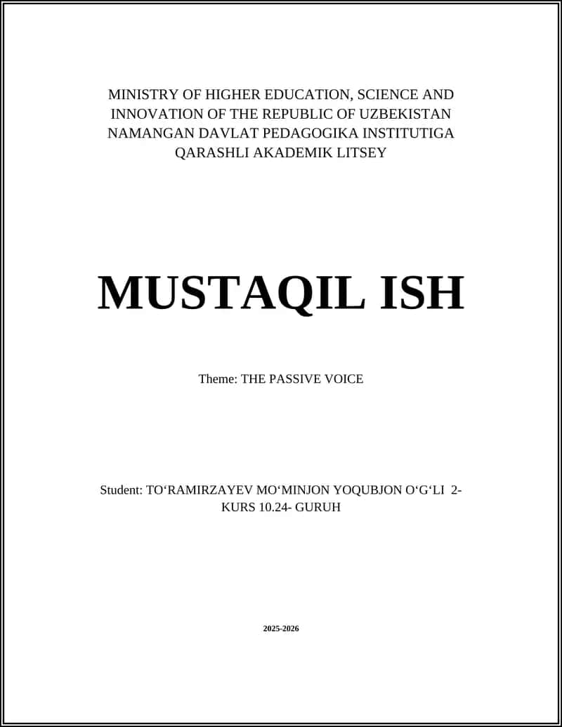 Theme: THE PASSIVE VOICE 1