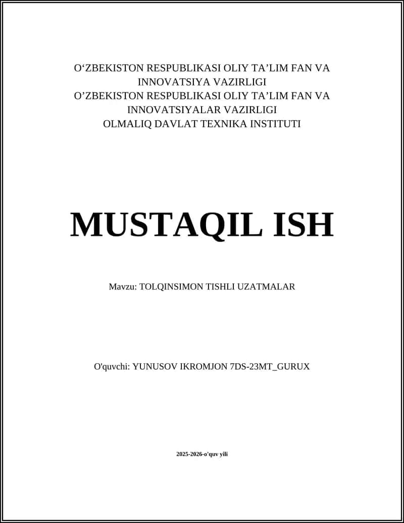 Tolqinsimon tishli uzatmalar 1