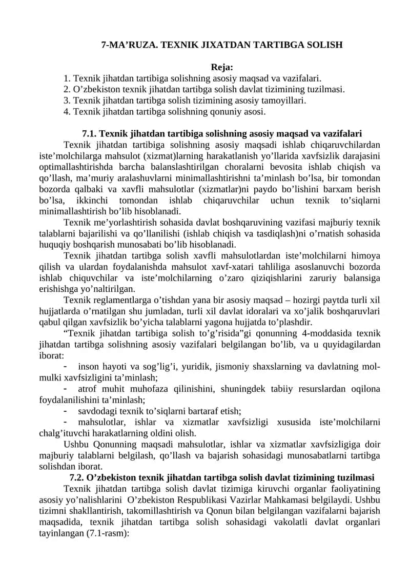 Ma’ruzaning Texnik Jihatdan Tartibga Solish 1