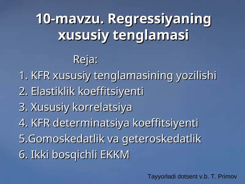 REGRESSIYANING XUSUSIY TENGLAMALARI 1