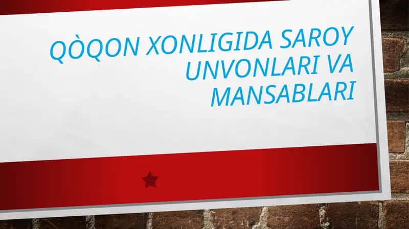 Qòqon xonligida saroy unvonlari va mansablari 1