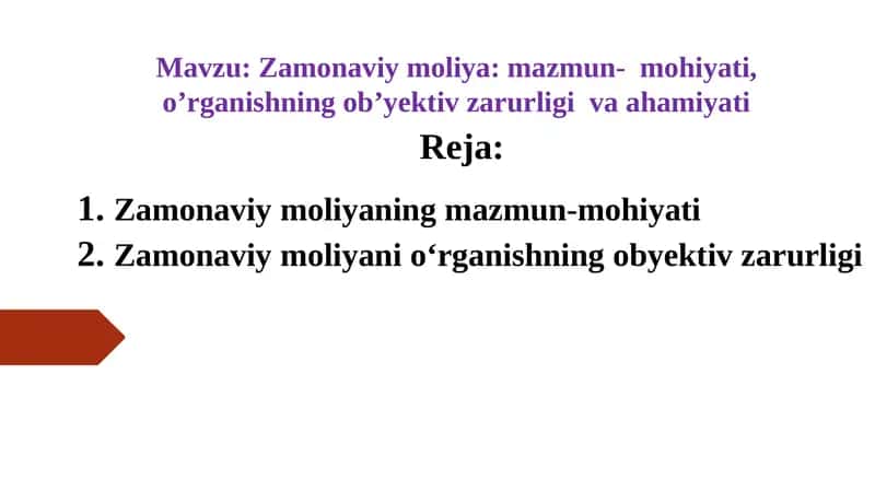 Zamonaviy moliya: mazmun-mohiyati 1