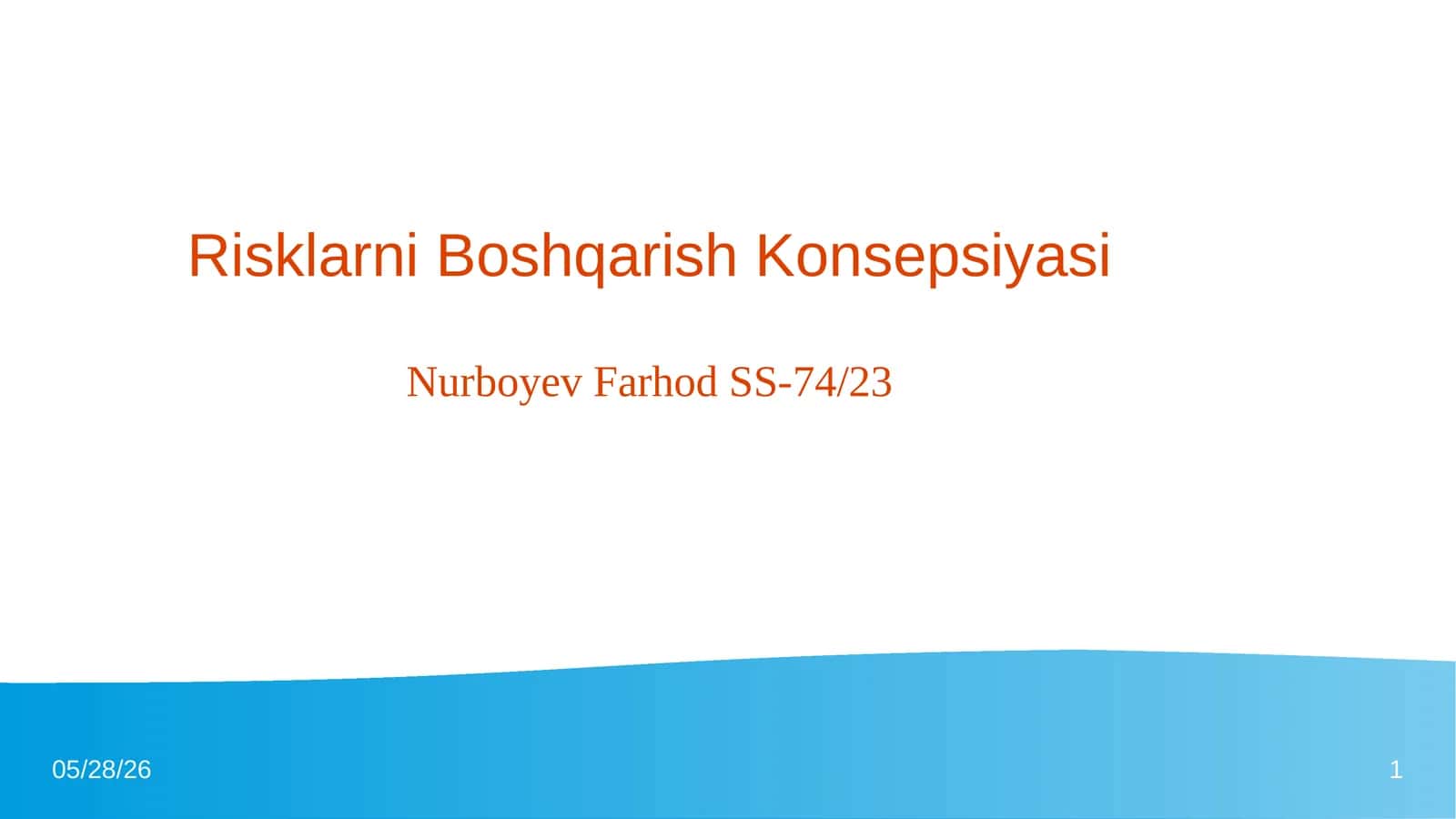 Risklarni Boshqarish Konsepsiyasi 1