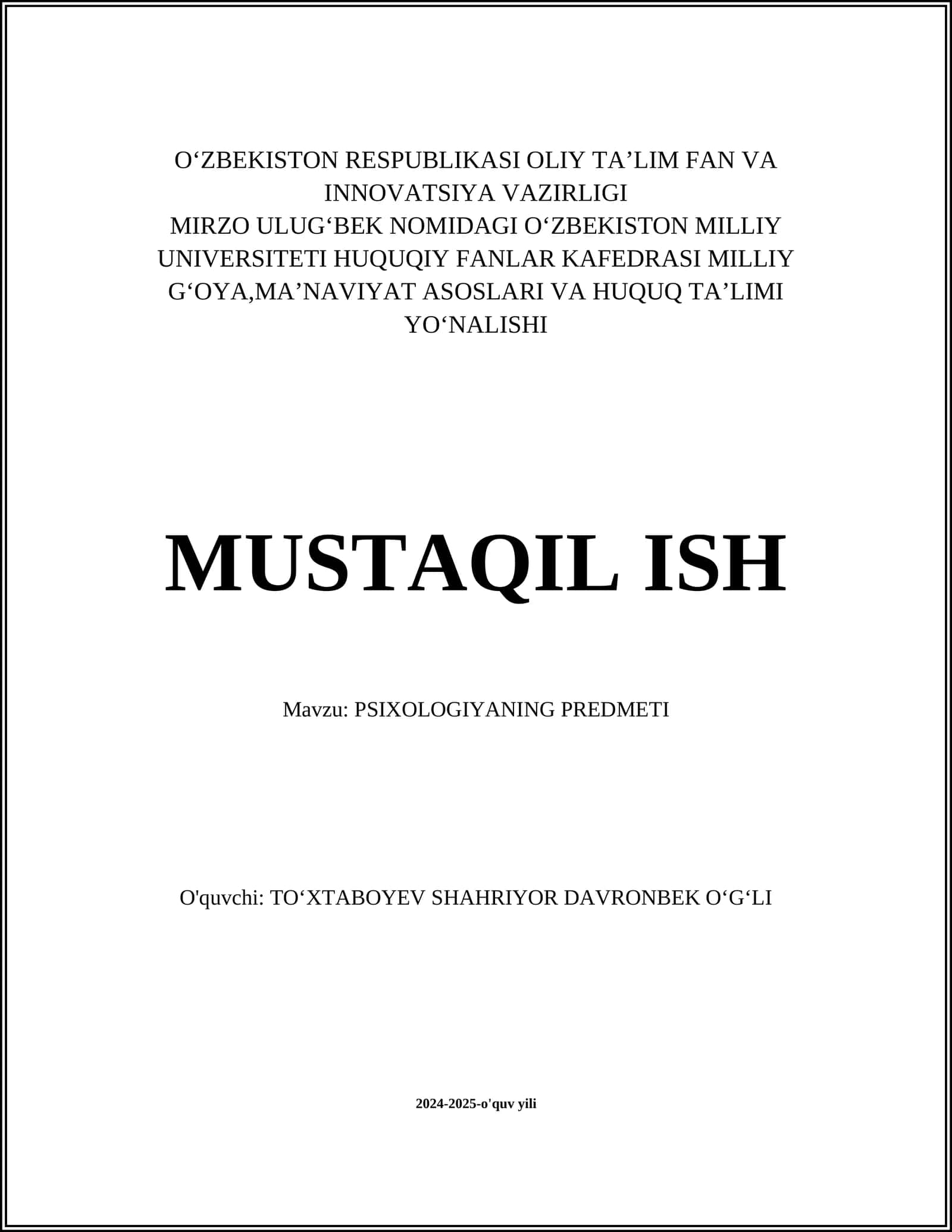 PSIXOLOGIYANING PREDMETI 1