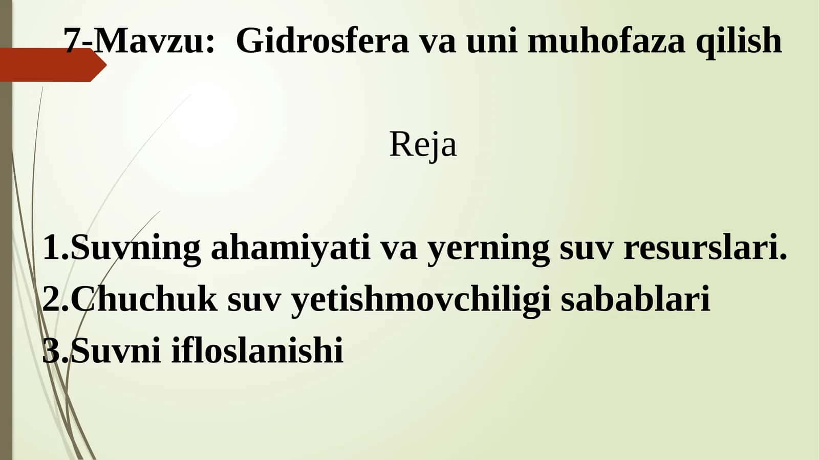 Gidrosfera va uni muhofaza qilish 1