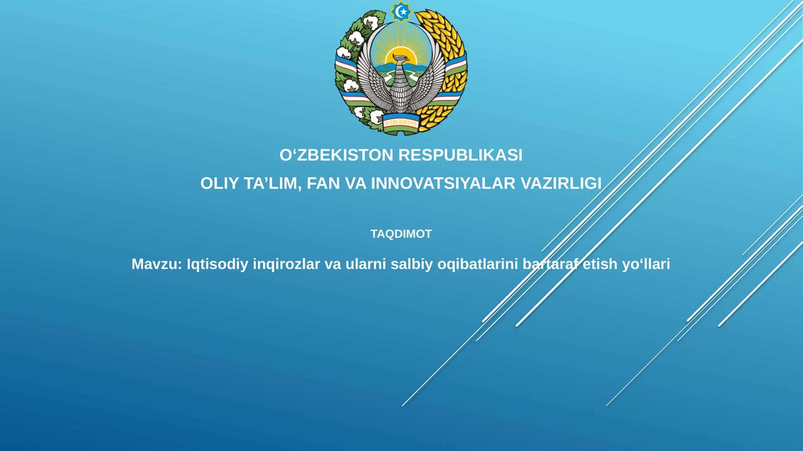 Iqtisodiy inqirozlar va ularni salbiyoqibatlarini bartaraf etish yoʻllari 1