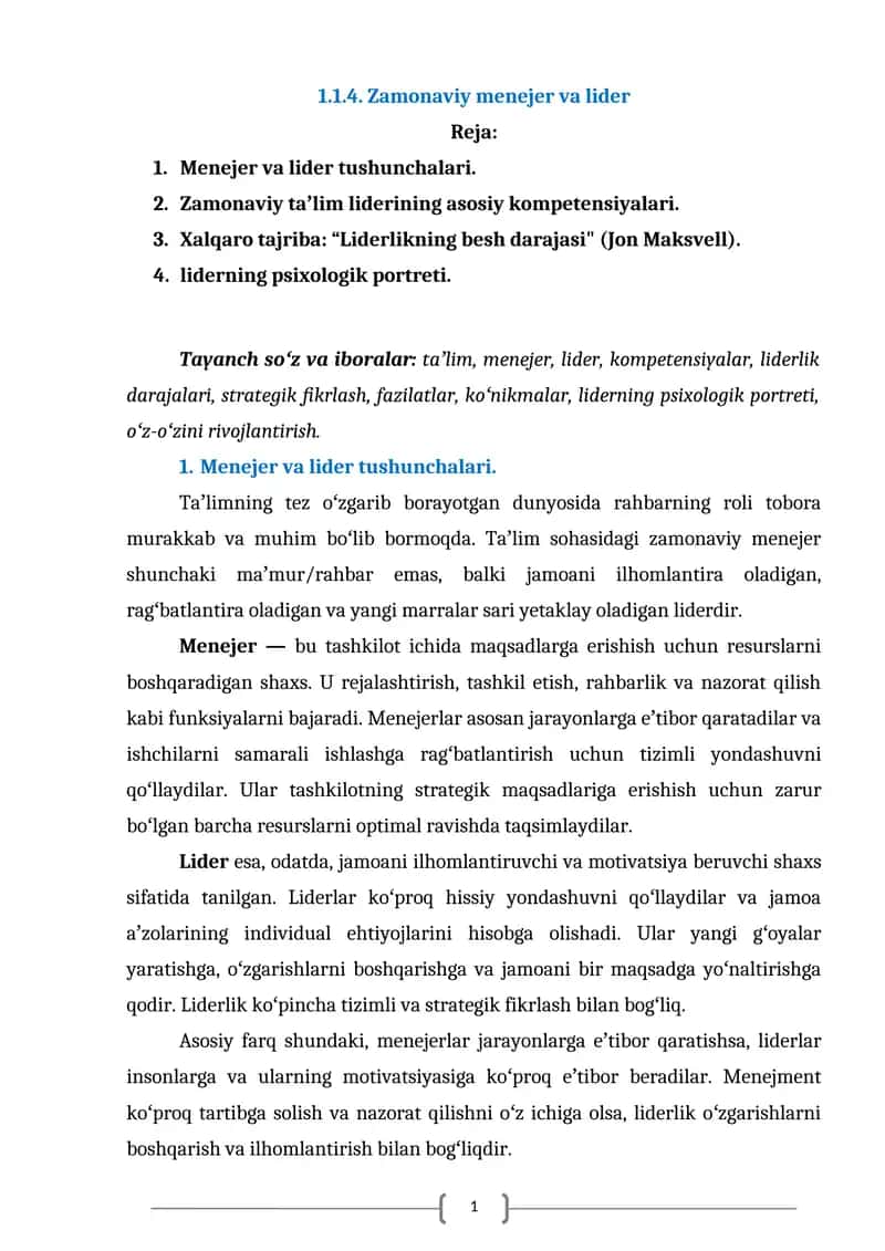Zamonaviy menejer va lider 1