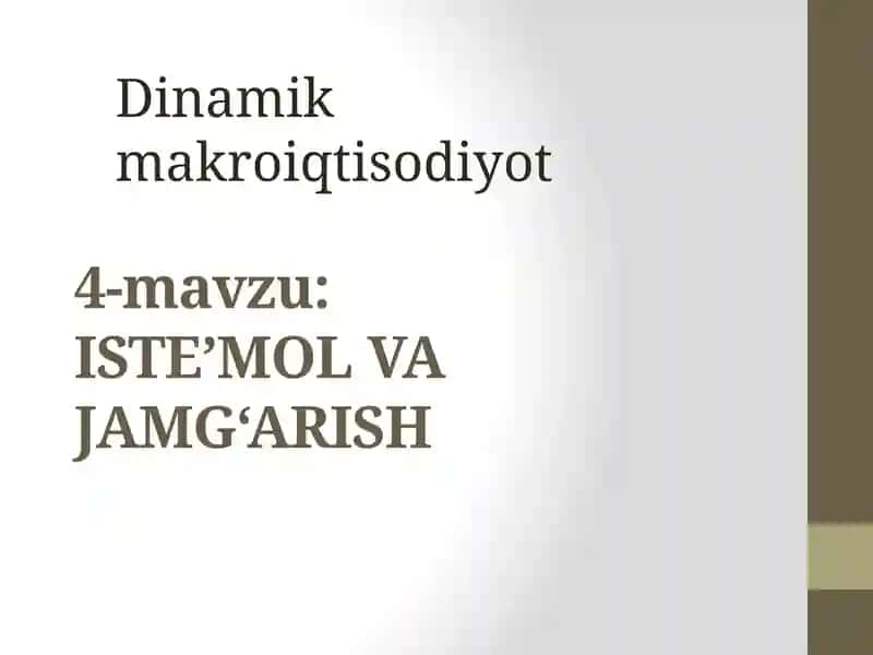 Iste’mol va jamg‘arish