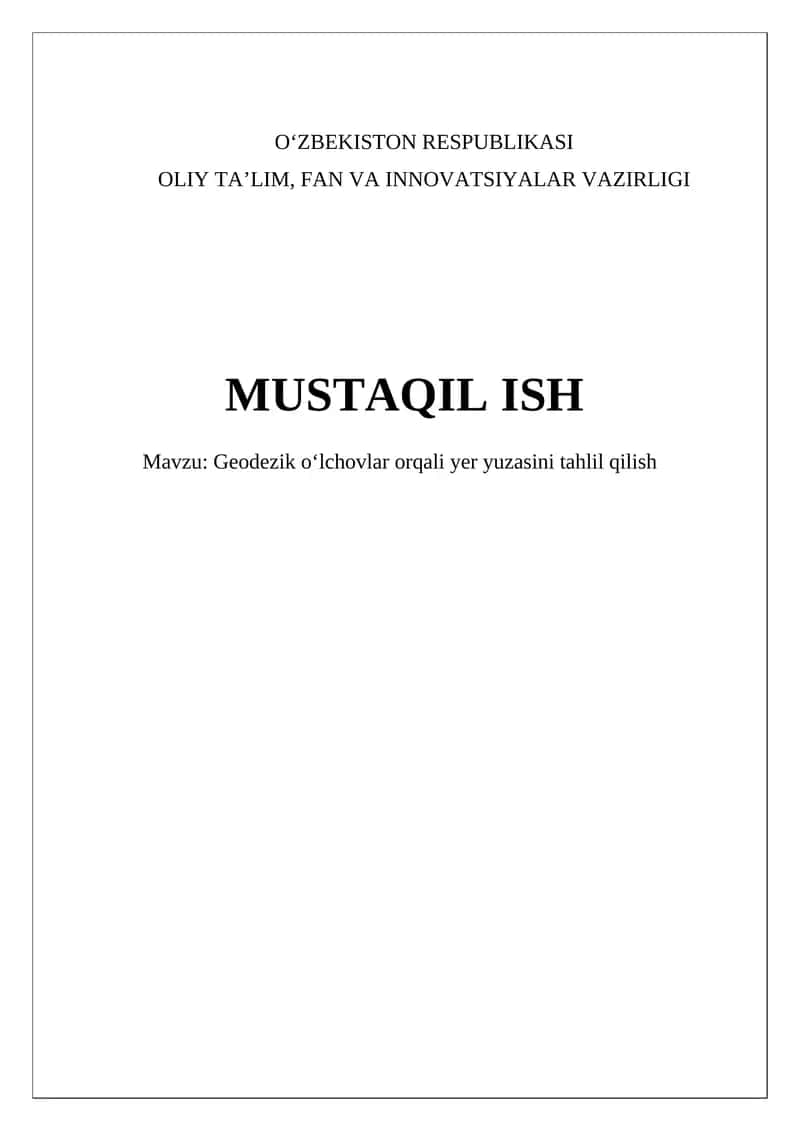 Geodezik oʻlchovlar orqali yer yuzasini tahlil qilish 1