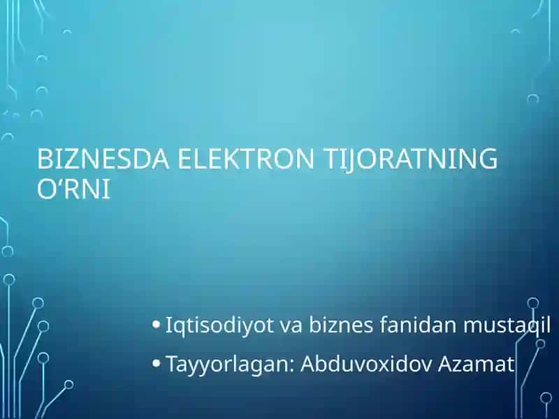 Elektron Tijoratning O‘rni