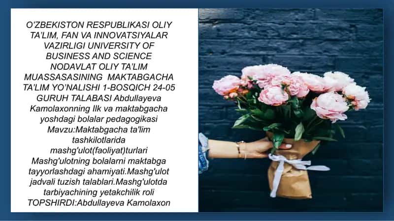 Maktabgacha ta'lim tashkilotlarida mashg'ulot(faoliyat)turlari 1