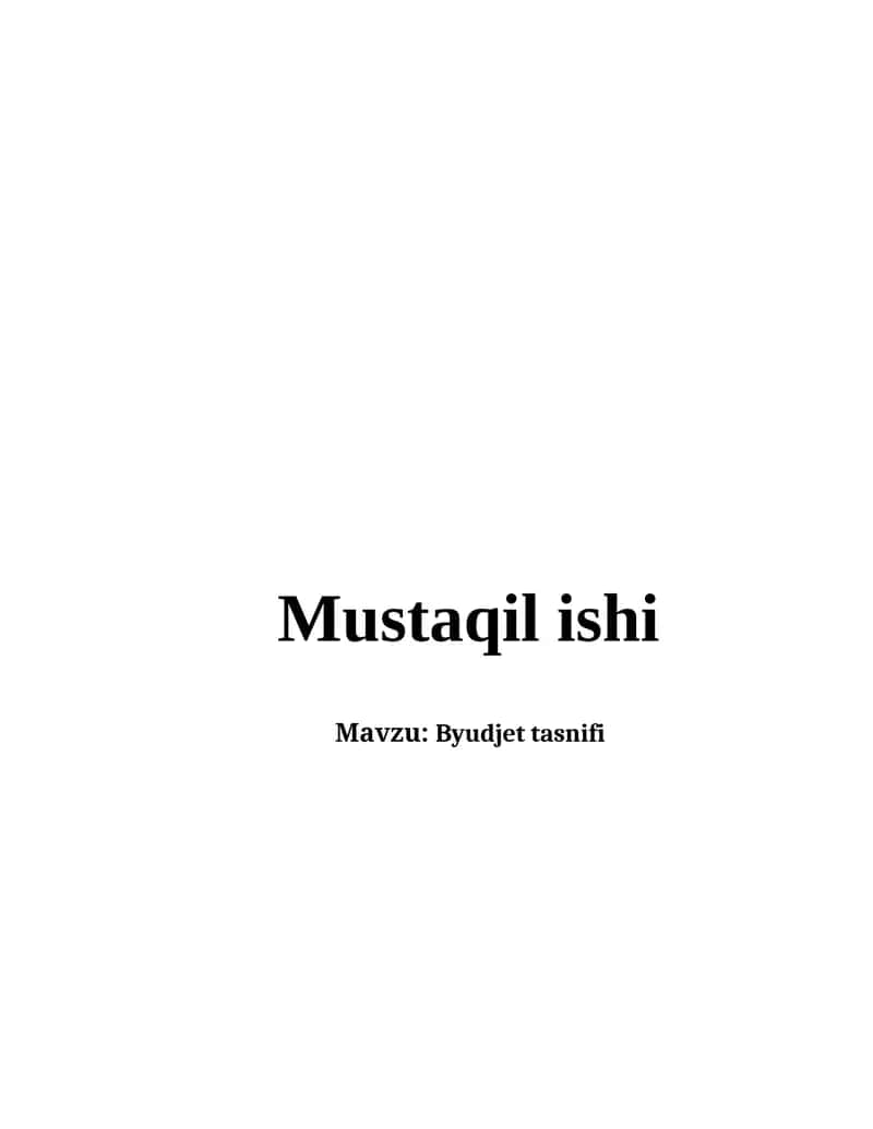 Byudjet tasnifi. 1