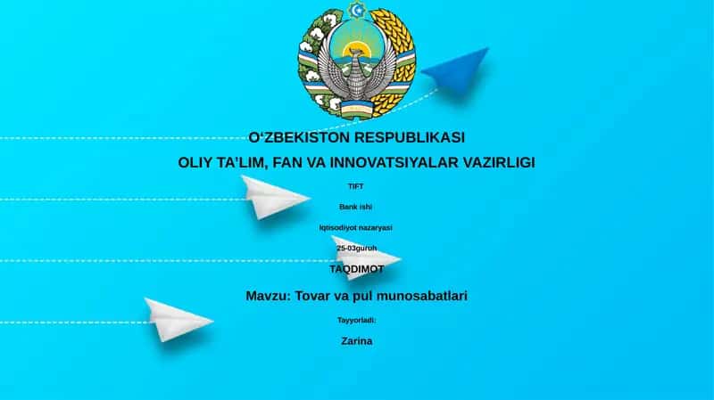 Tovar va pul munosabatlari 1