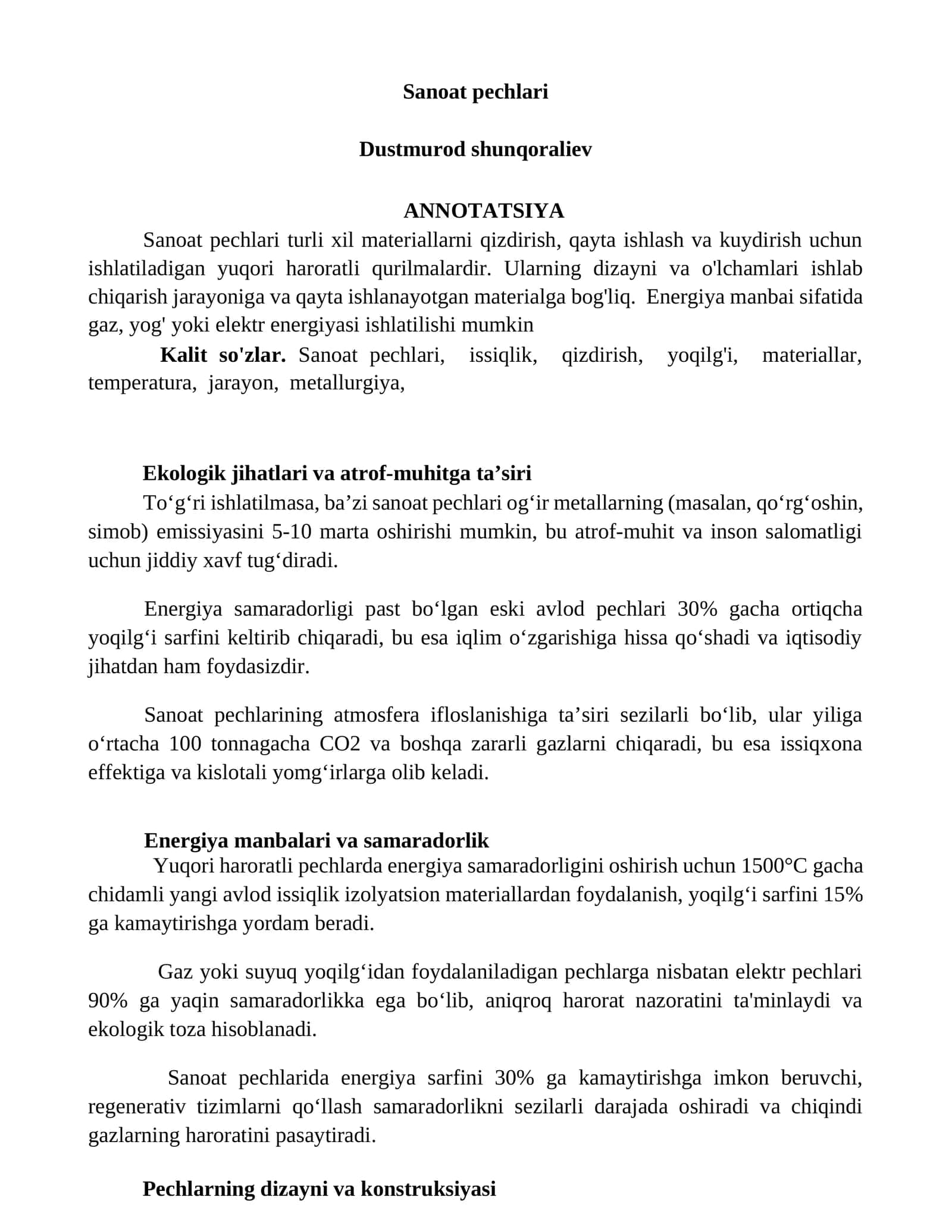 Sanoat pechlari 1