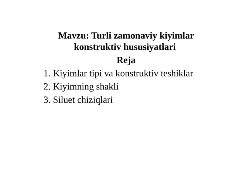 Turli zamonaviy kiyimlar konstruktiv hususiyatlari 1