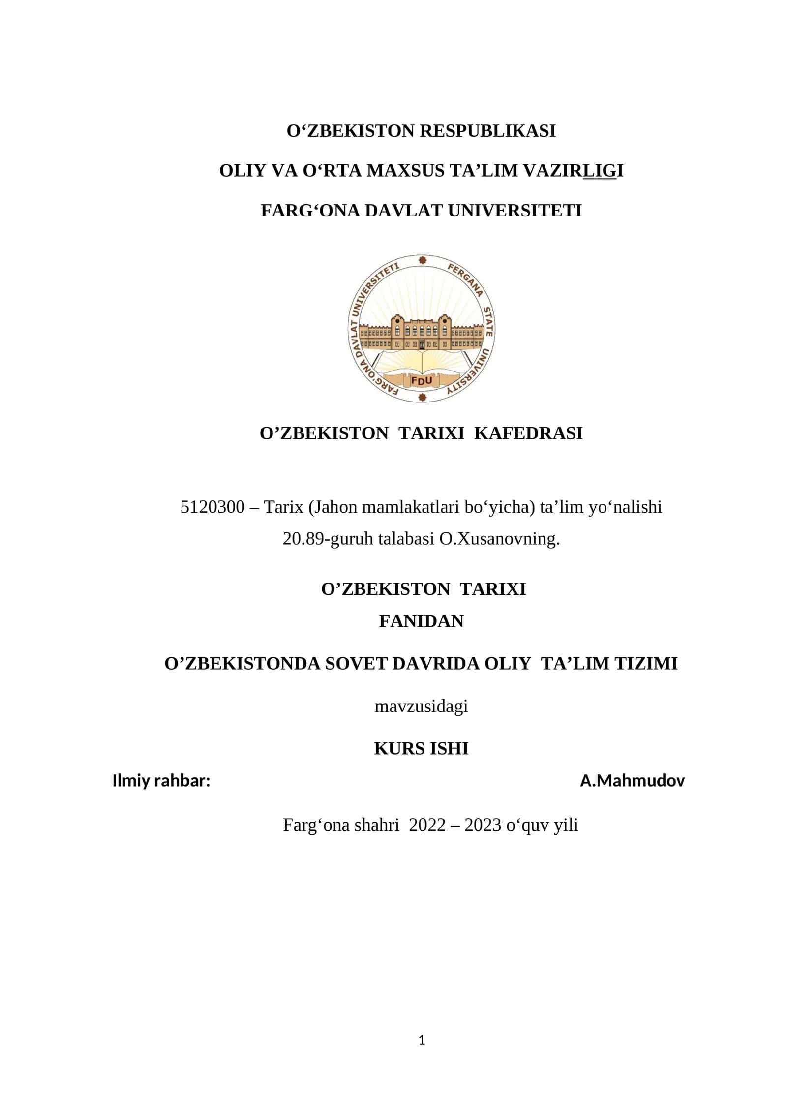 O‘ZBEKISTONDA SOVET DAVRIDA OLIY TA’LIM TIZIMI 1