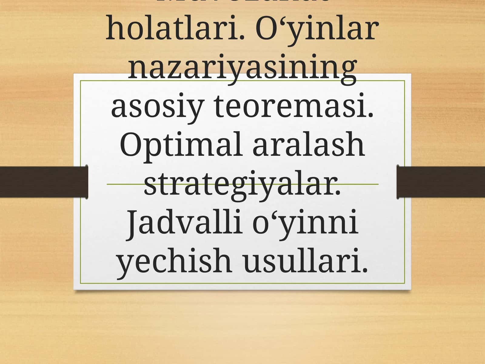O'yinlar nazariyasi 1