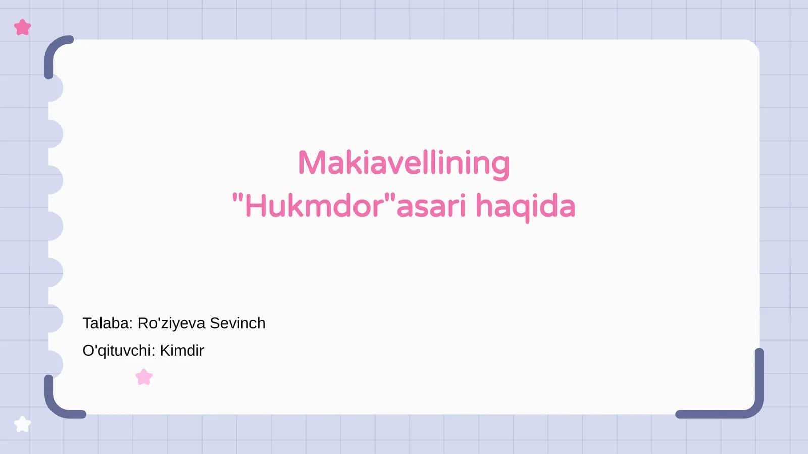 Makiavellining "Hukmdor" asari haqida 1