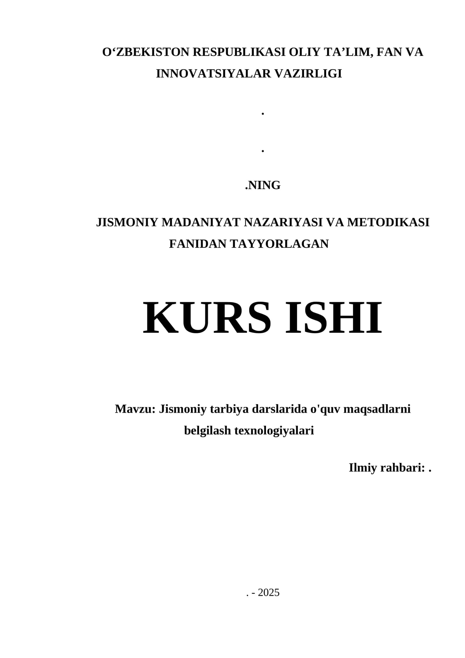 Jismoniy tarbiya darslarida o'quv maqsadlarni belgilash texnologiyalari 1
