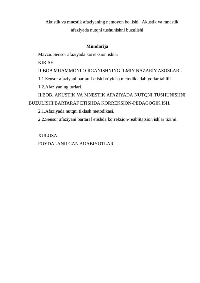 Sensor afaziyada korreksion ishlar 1