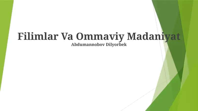 Filimlar Va Ommaviy Madaniyat 1
