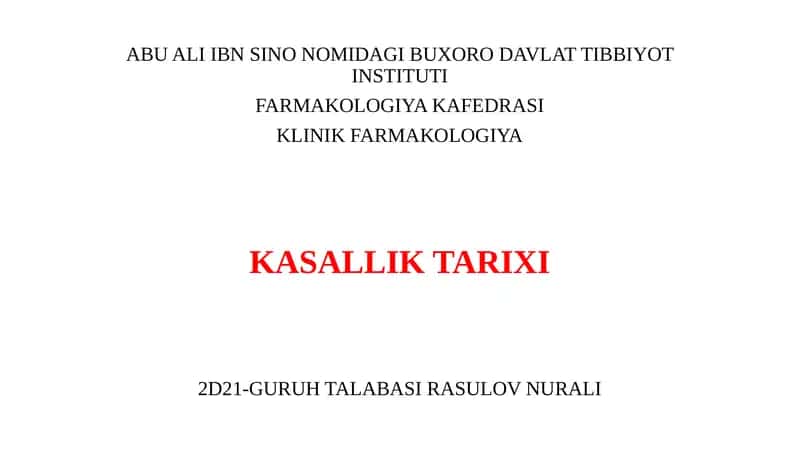 Farmakologiya-kasallik tarixi 1
