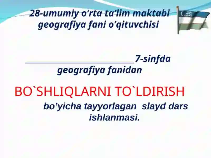 BO`SHLIQLARNI TO`LDIRISH