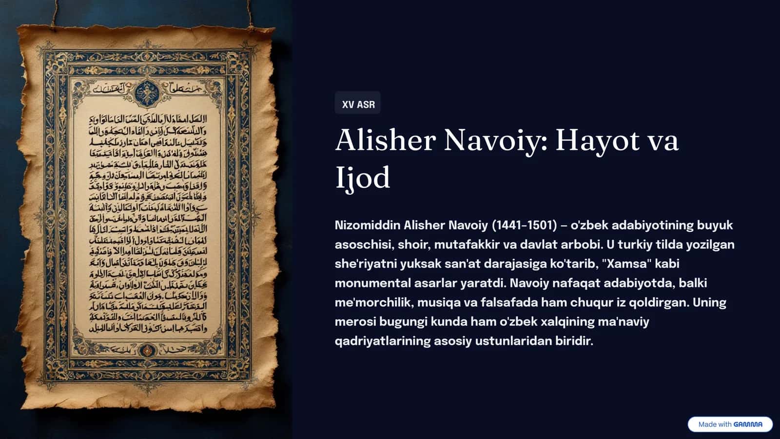 Alisher Navoiy: Hayot va Ijod 1