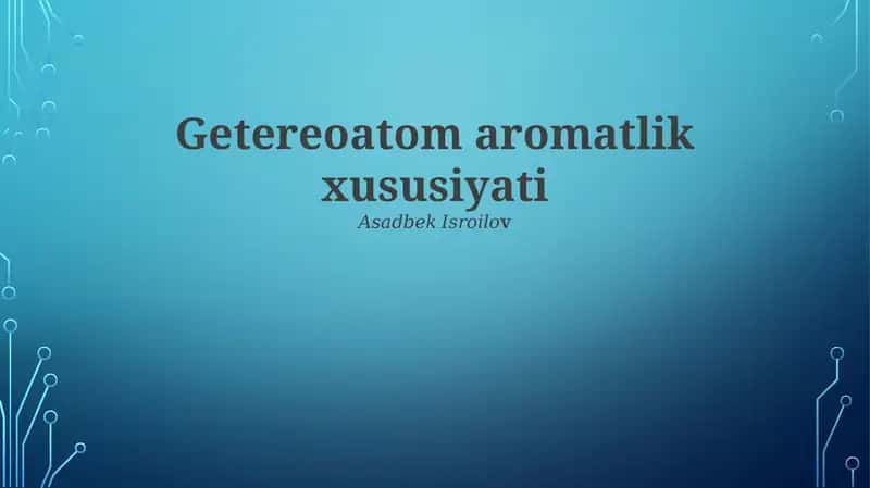 Aromatik geterosiklik birikmalarning misollar 1