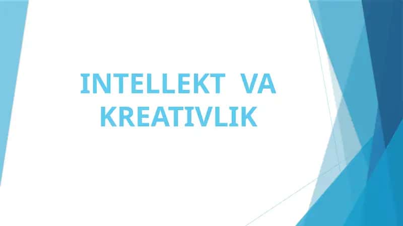 Intellekt va Kreativlik 1