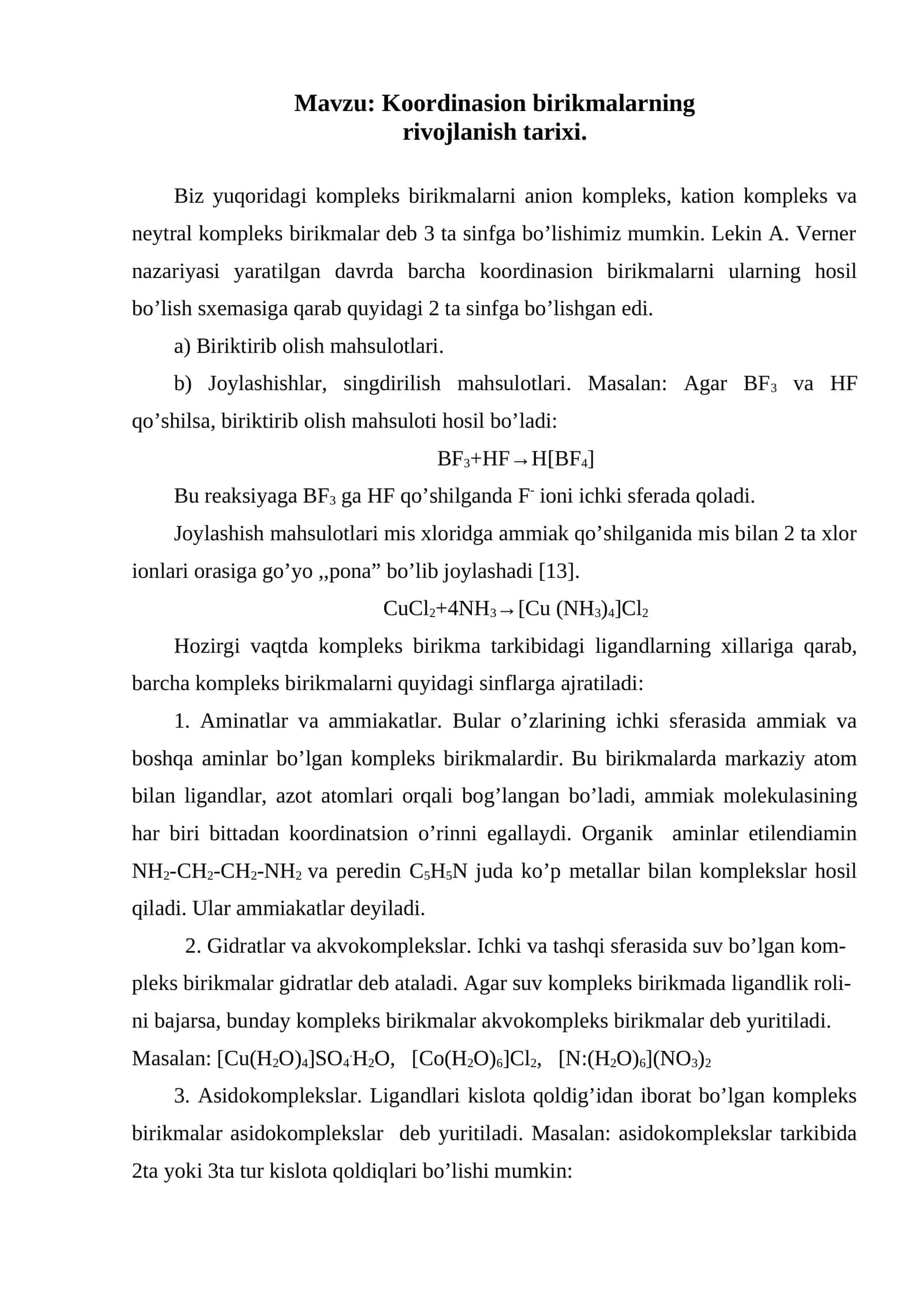 Koordinasion birikmalar 1