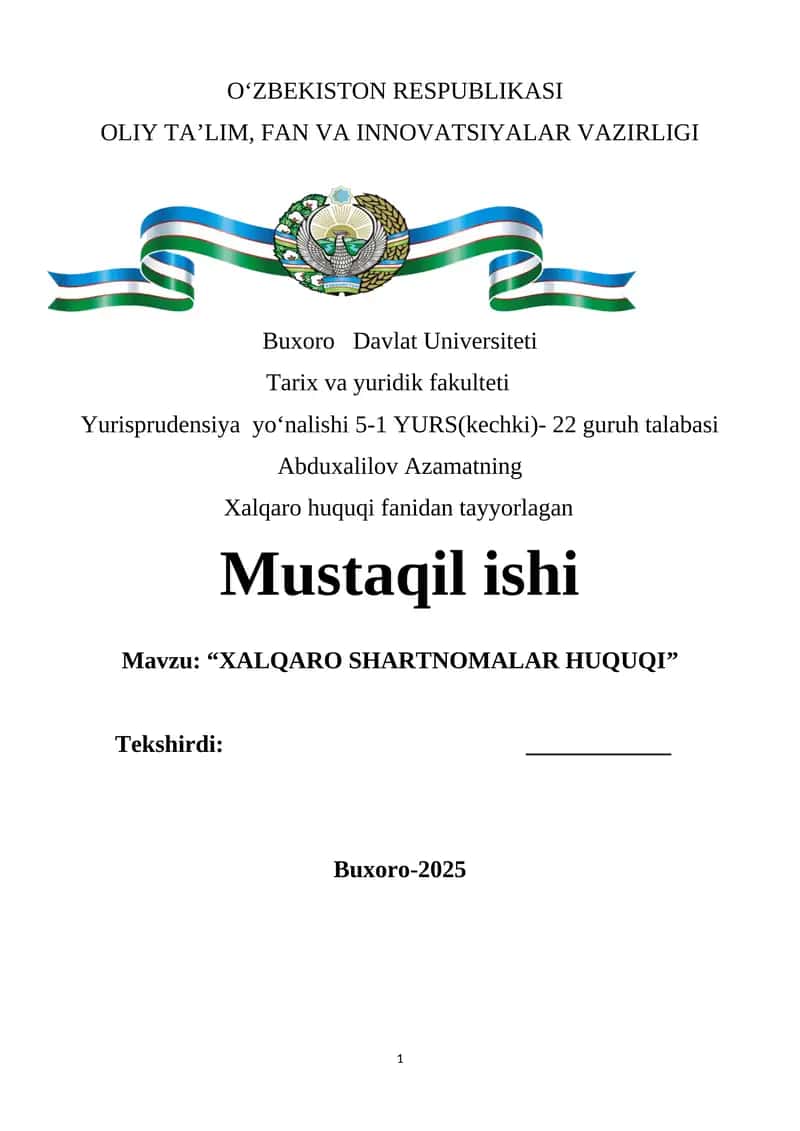 Xalqaro Shartnomalar Huquqi 1