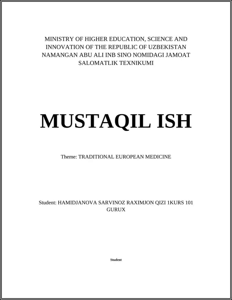 Traditional European Medicine 1