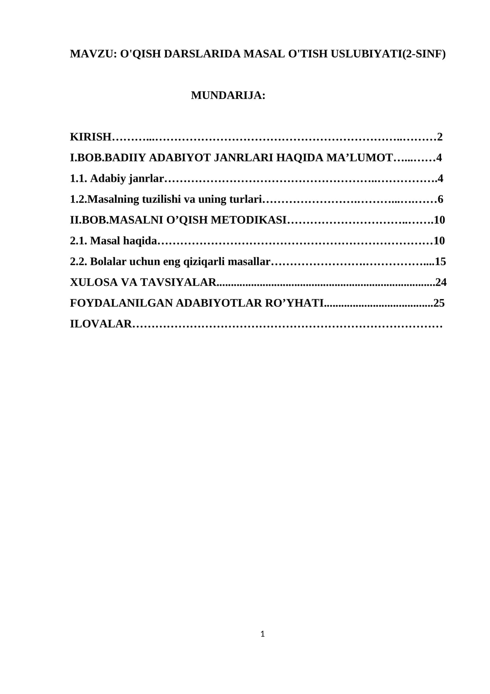 O'QISH DARSLARIDA MASAL O'TISH USLUBIYATI(2-SINF) 1