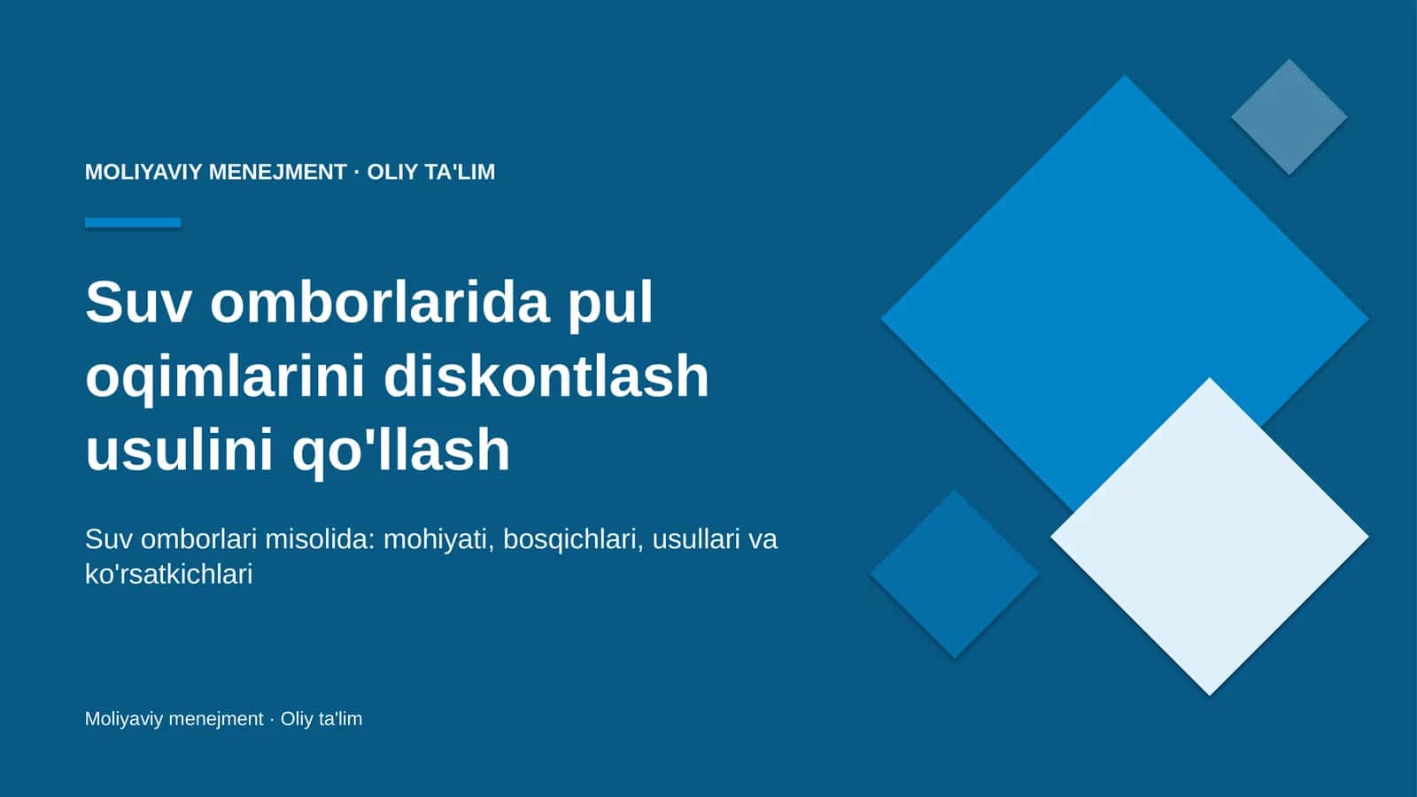 suv omborlarida pul oqimlarini diskontlash usulini qo'llash 9400 1