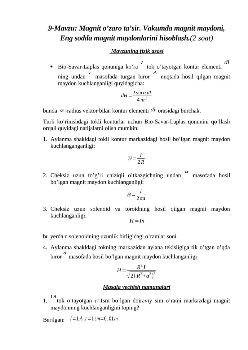 Magnit o’zaro ta’sir 1